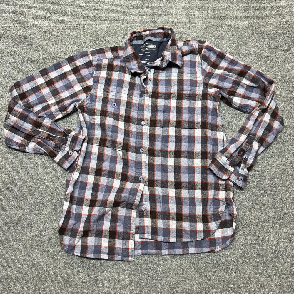 REI Cooperative Shirt Womens Medium Blue Plaid Flannel Button Front Long Sleeve